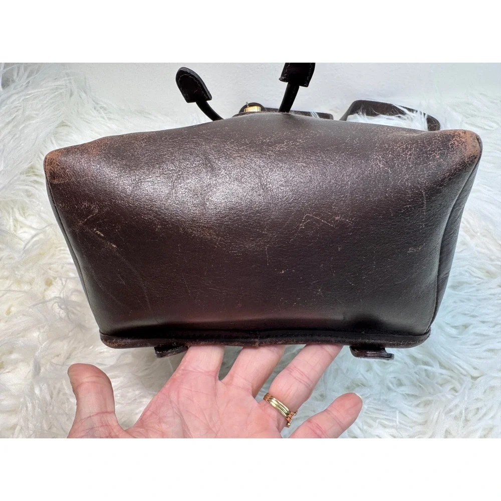 Vintage Croft & Barrow Leather Backpack Dark Brown Chocolate Turn Lock Flap